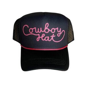 Western Trucker Cap Cowboy Hat Black and Pink Rodeo Country Nashville